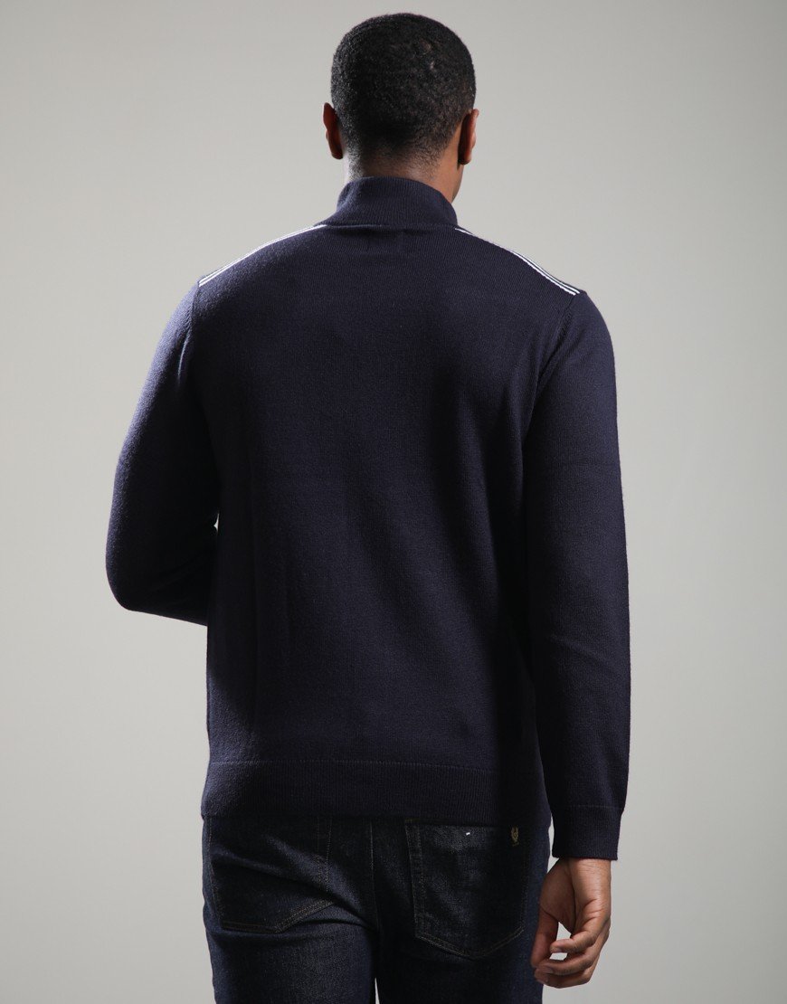 Pretty Green Merino Blend 1/4 Zip Knit Navy