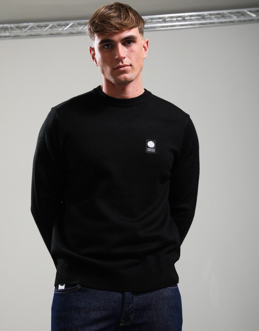 Pretty Green Merino Blend Crew Knit Black