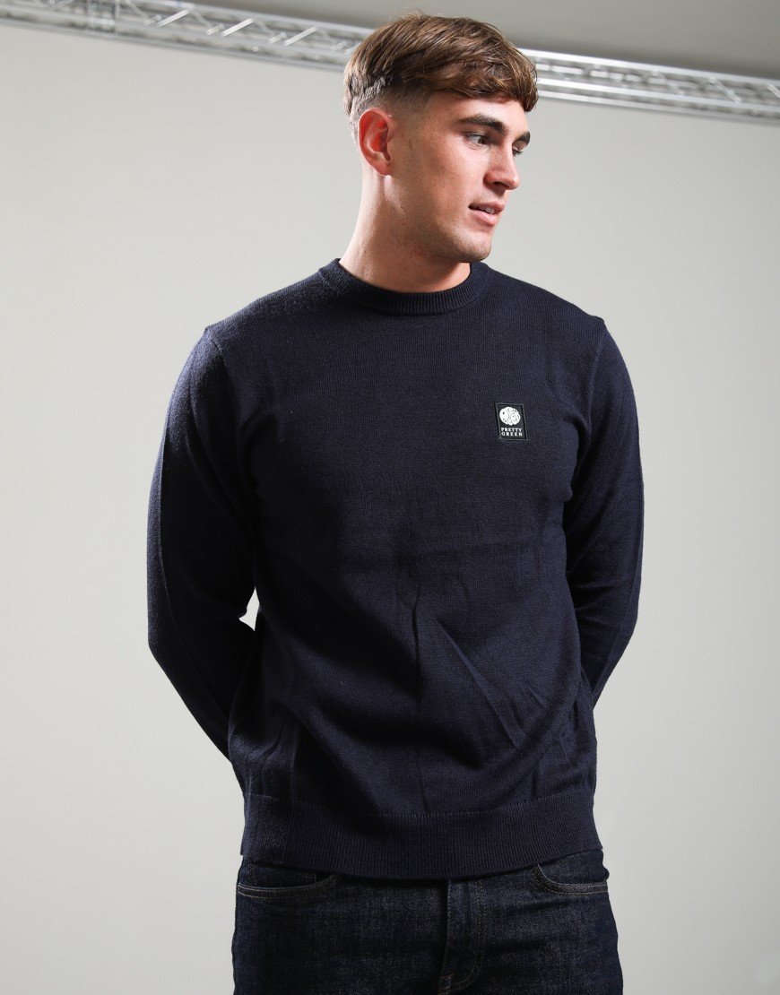 Pretty Green Merino Blend Crew Navy