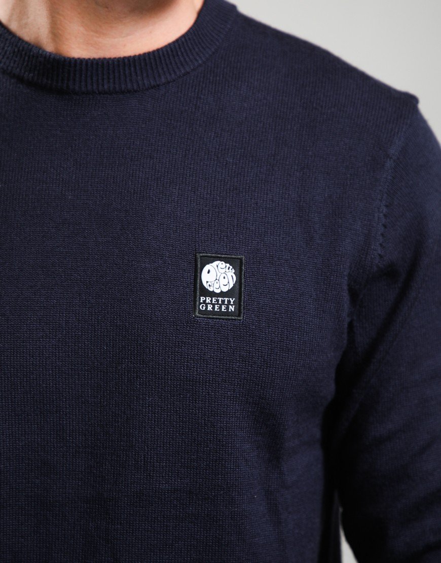 Pretty Green Merino Blend Crew Navy