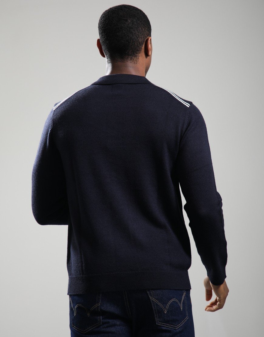 Pretty Green Merino Blend Polo Shirt Navy
