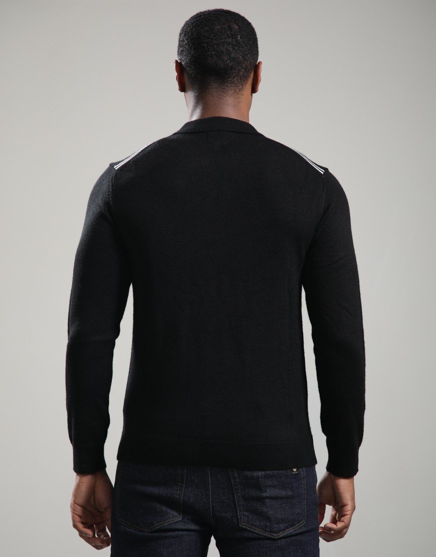 Pretty Green Merino Blend Polo Knit Black