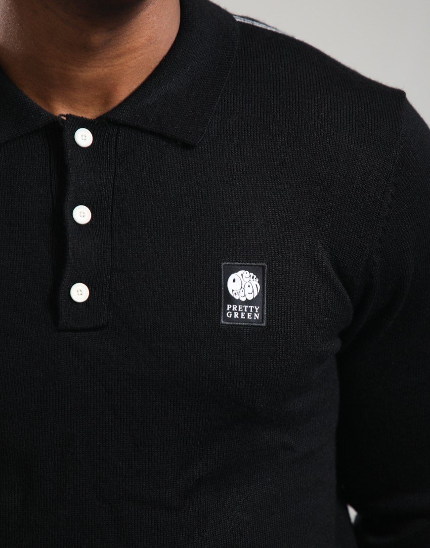 Pretty Green Merino Blend Polo Knit Black