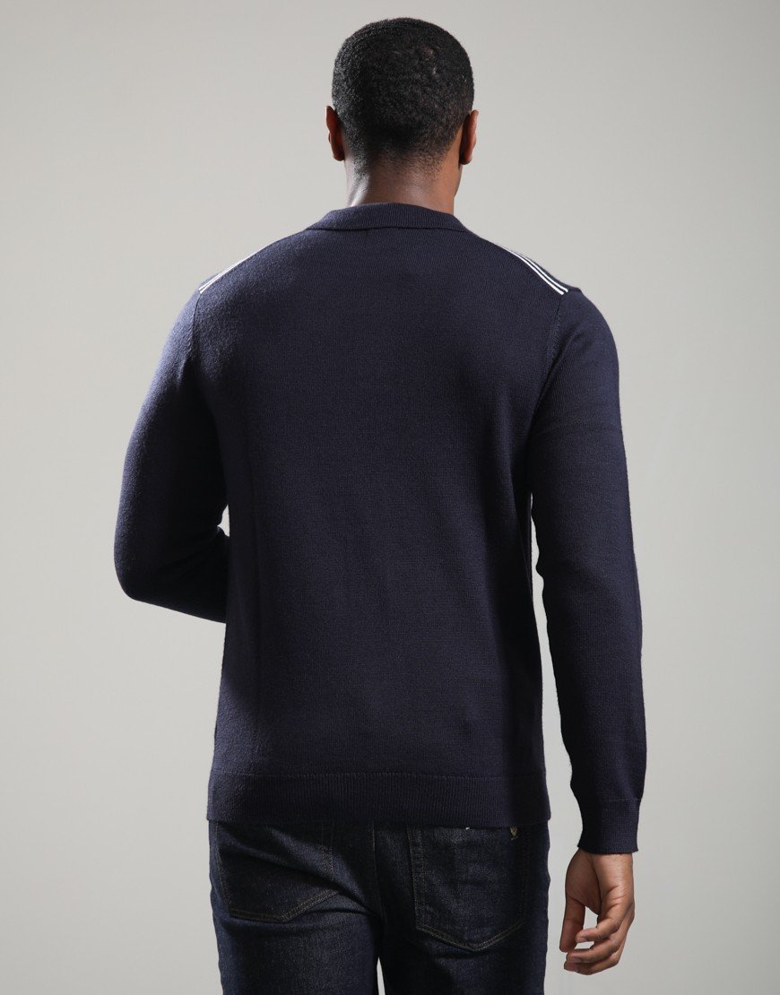 Pretty Green Merino Blend Polo Knit Navy