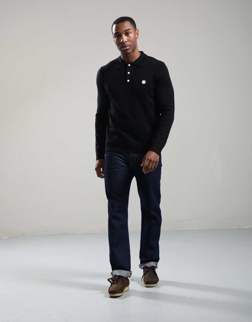 Pretty Green Merino Blend Polo Shirt Black