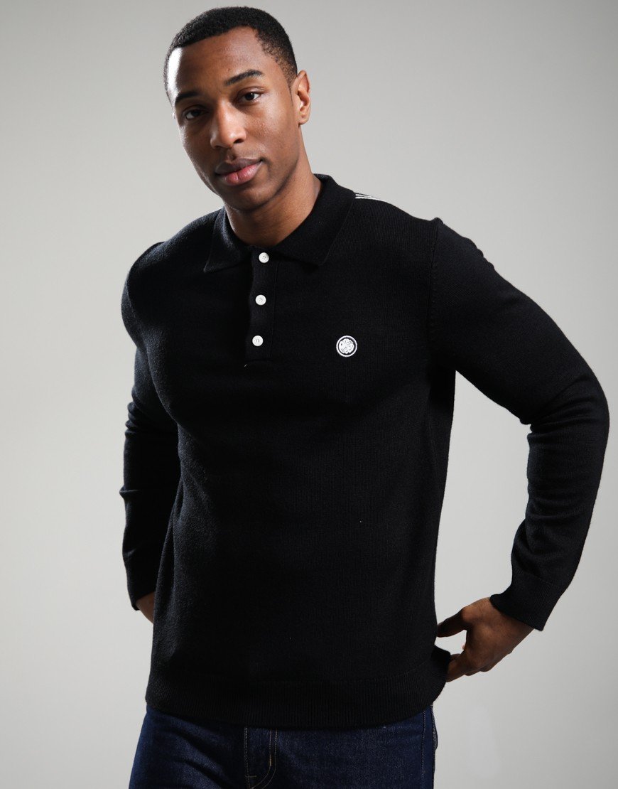 Pretty Green Merino Blend Polo Shirt Black