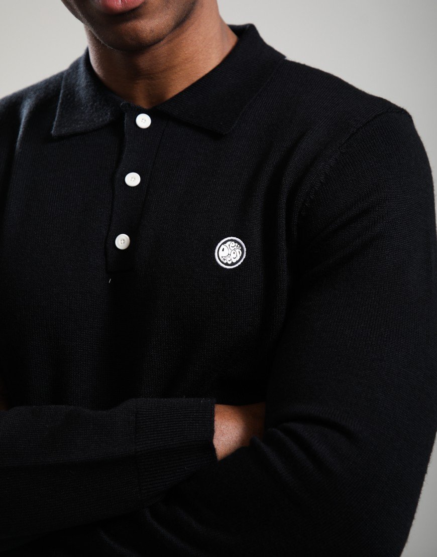 Pretty Green Merino Blend Polo Shirt Black