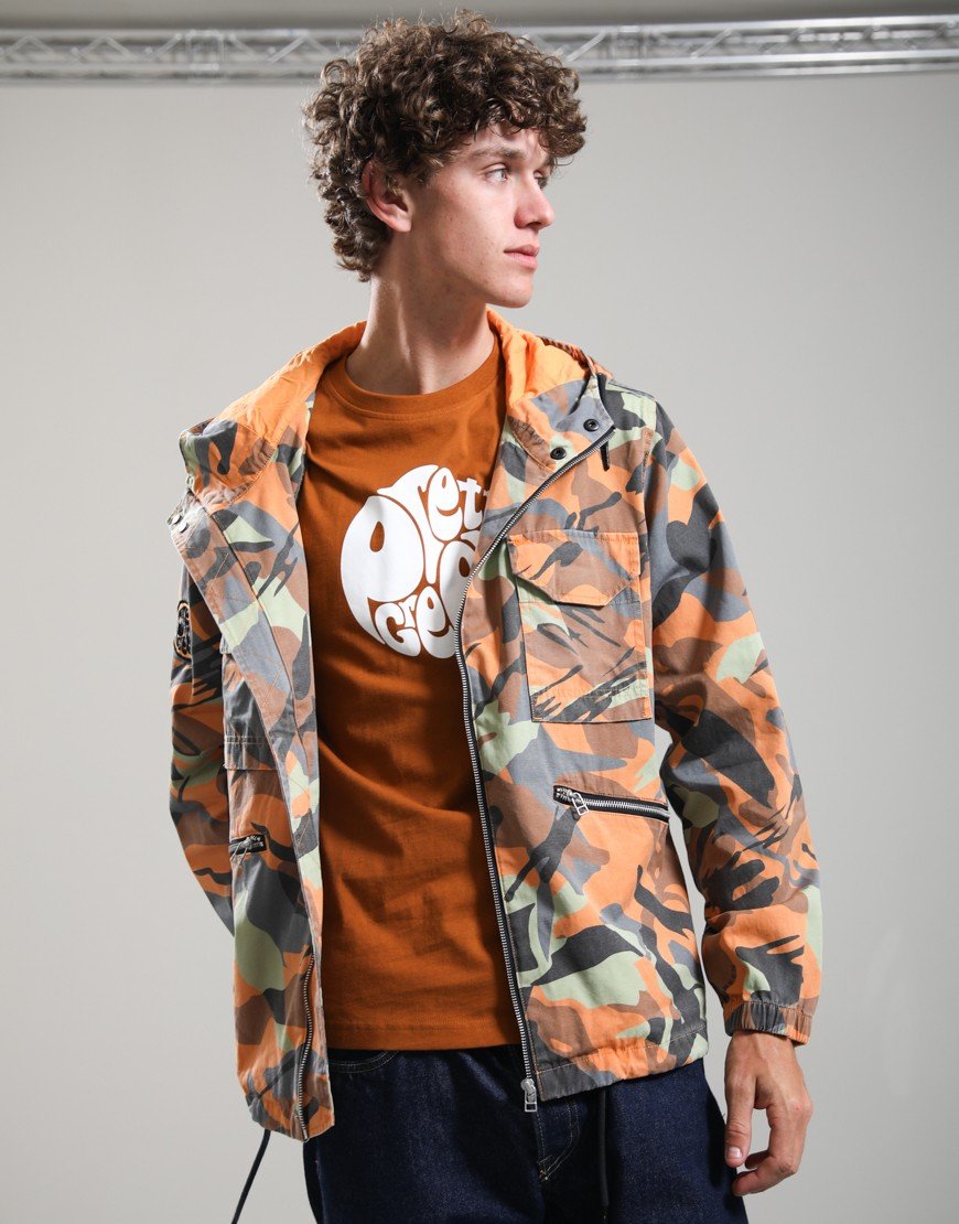 Pretty Green Rave Camo Hooded Jacket Multi