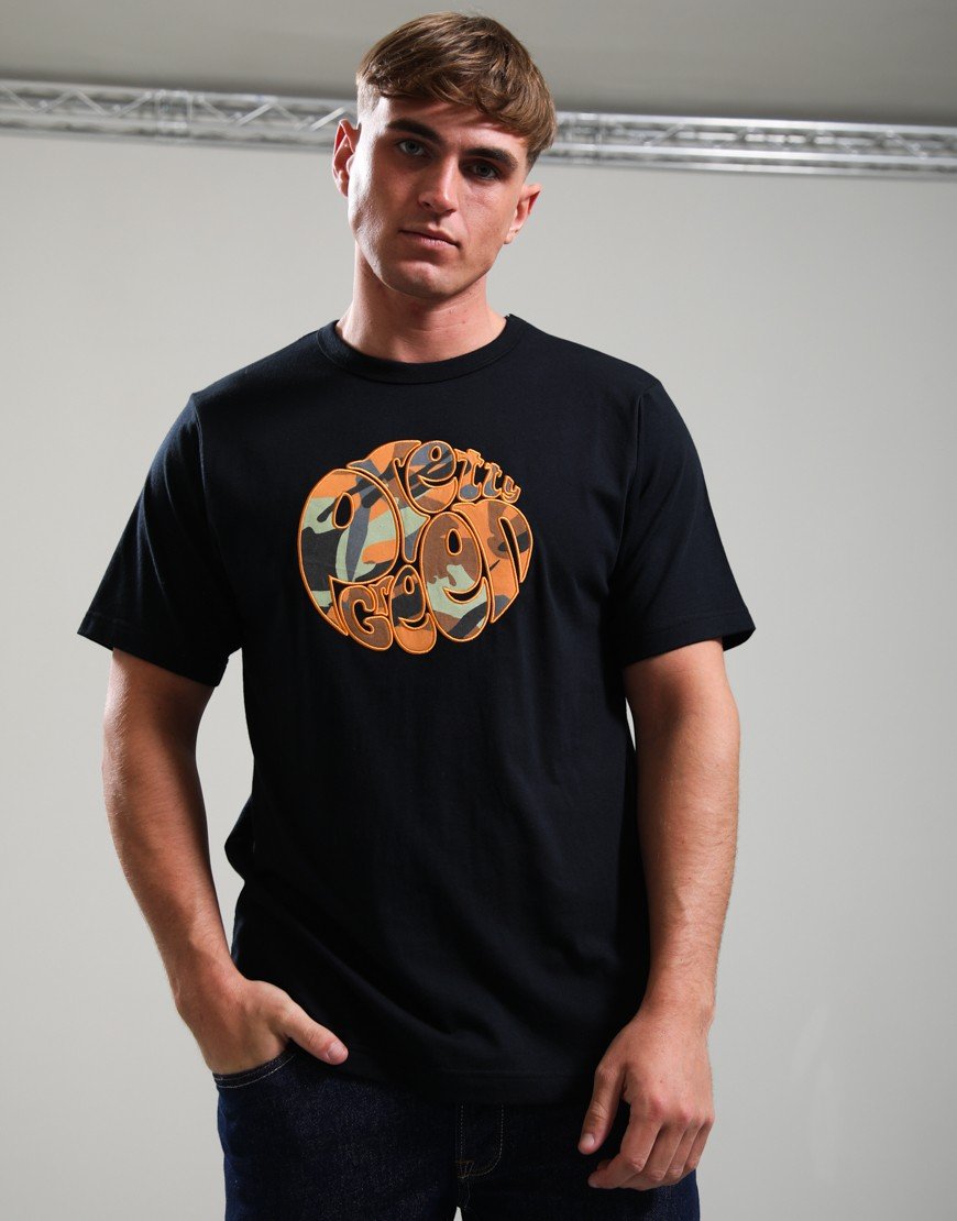 Pretty Green Rave Camo Logo T-Shirt Black