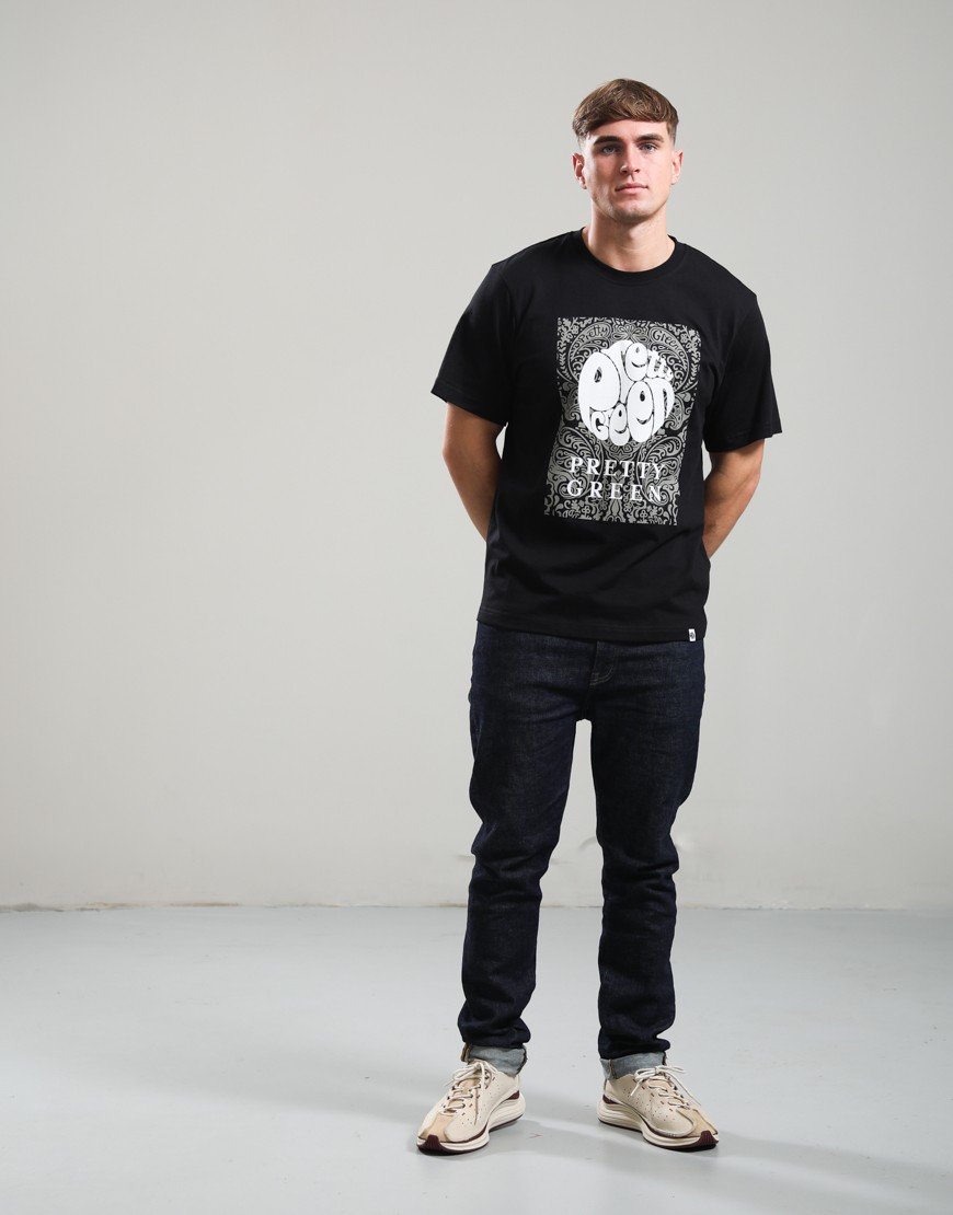 Pretty Green Rave-On Box Logo T-Shirt Black