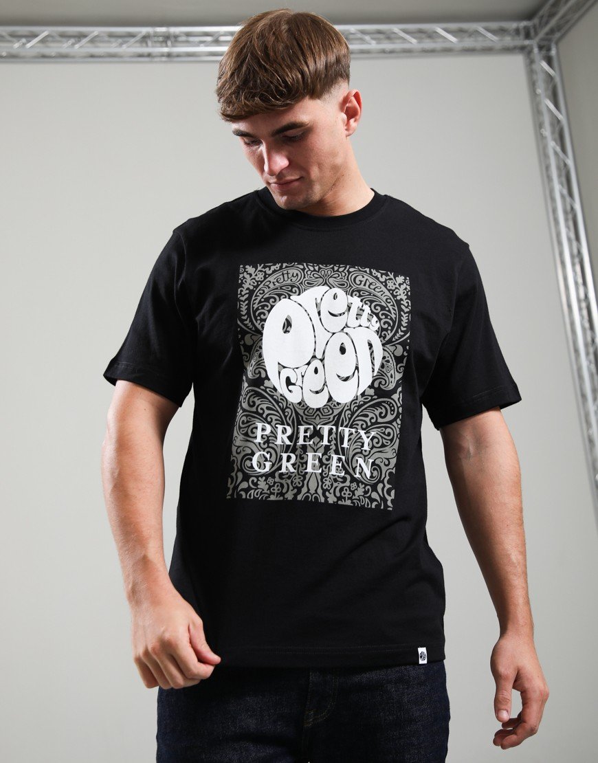 Pretty Green Rave-On Box Logo T-Shirt Black