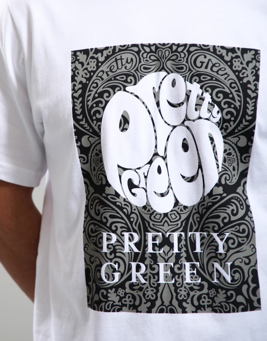 Pretty Green Rave-On Box Logo T-Shirt White