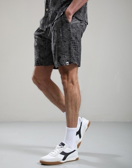 Pretty Green Resonance Linear Paisley Shorts Black