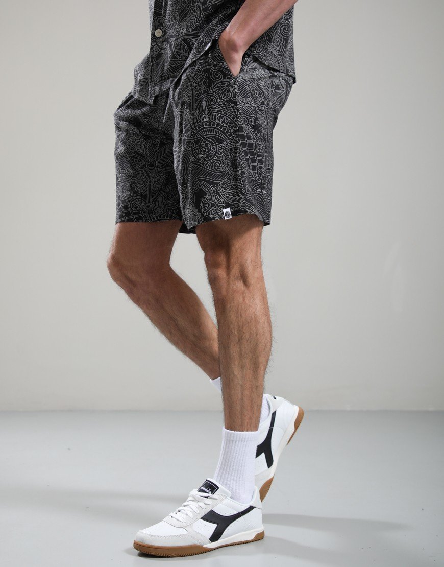 Pretty Green Resonance Linear Paisley Shorts Black