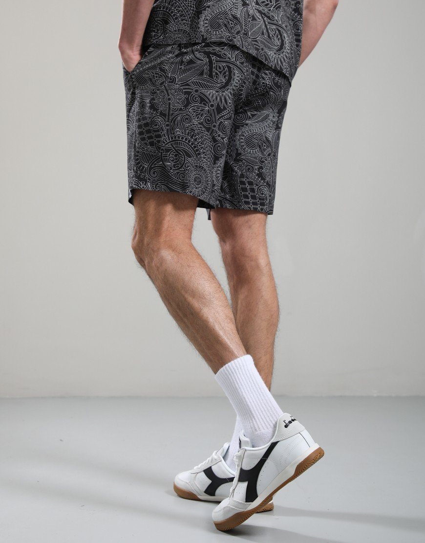 Pretty Green Resonance Linear Paisley Shorts Black