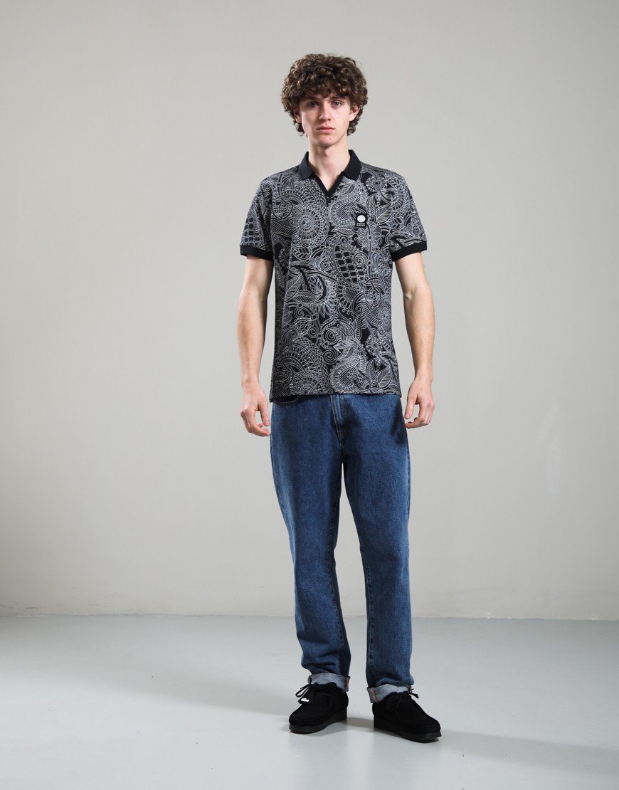 Pretty Green Resonance Linear Polo Shirt Black