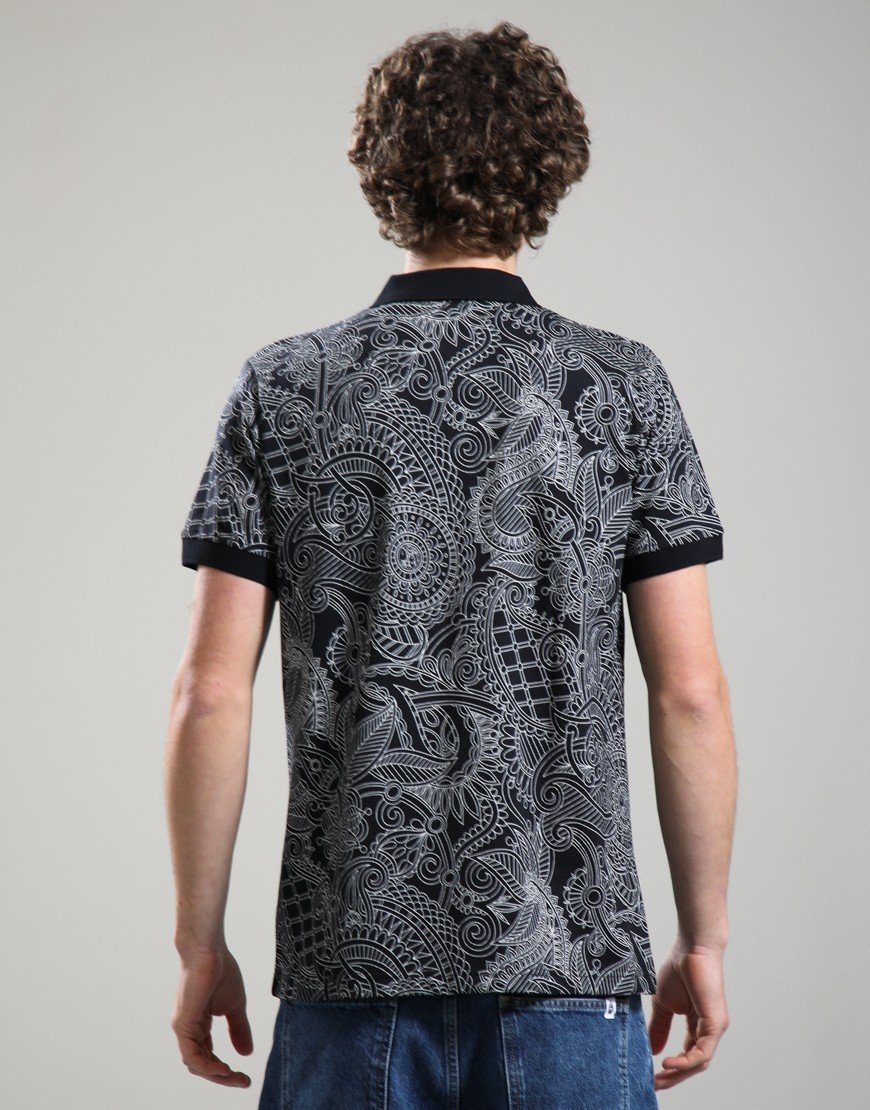 Pretty Green Resonance Linear Polo Shirt Black