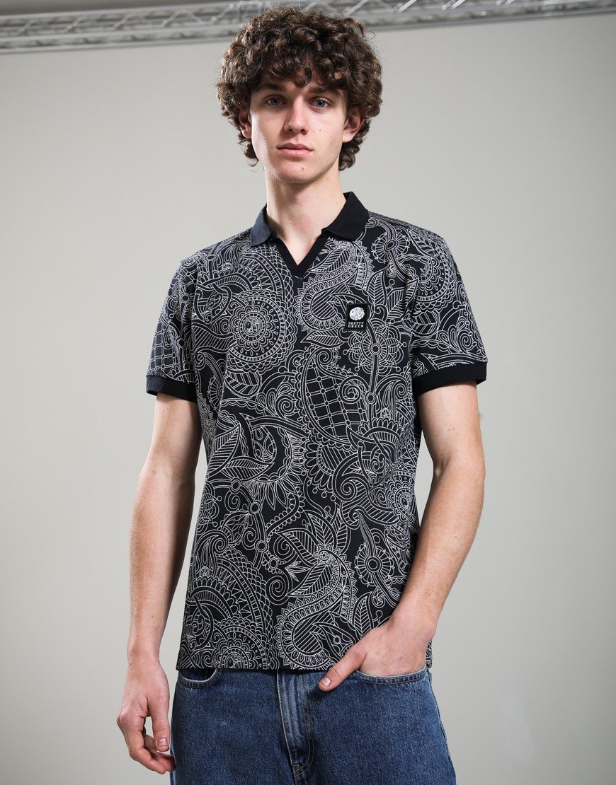 Pretty Green Resonance Linear Polo Shirt Black