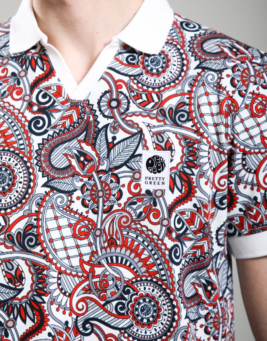 Pretty Green Resonance Printed Polo Shirt Multi