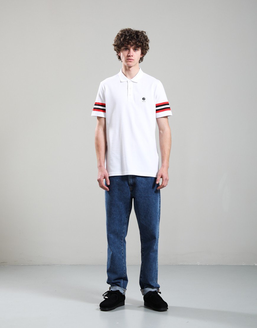 Pretty Green Stratosphere Sleeve Stripe Polo Shirt White