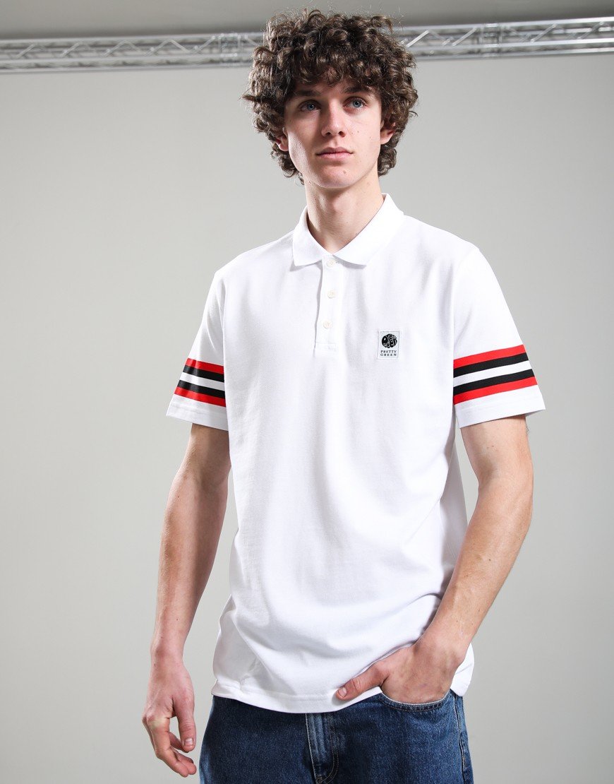 Pretty Green Stratosphere Sleeve Stripe Polo Shirt White