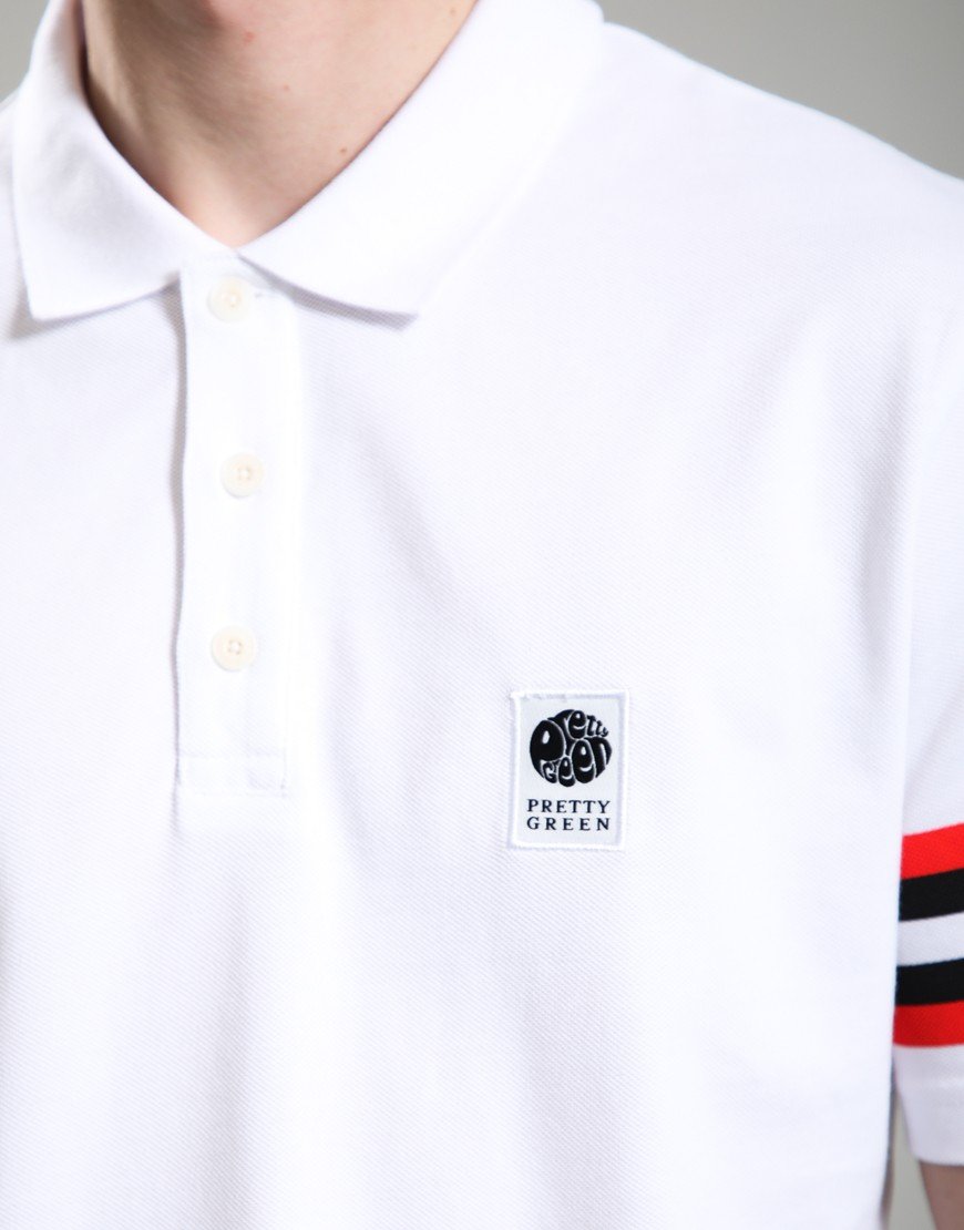 Pretty Green Stratosphere Sleeve Stripe Polo Shirt White