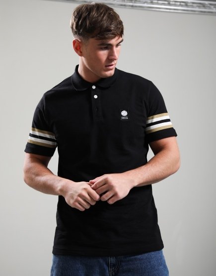 Pretty Green Stratosphere Sleeve Stripe Polo Shirt Black