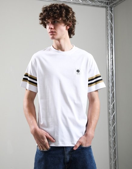 Pretty Green Stratosphere Sleeve Stripe T-Shirt White