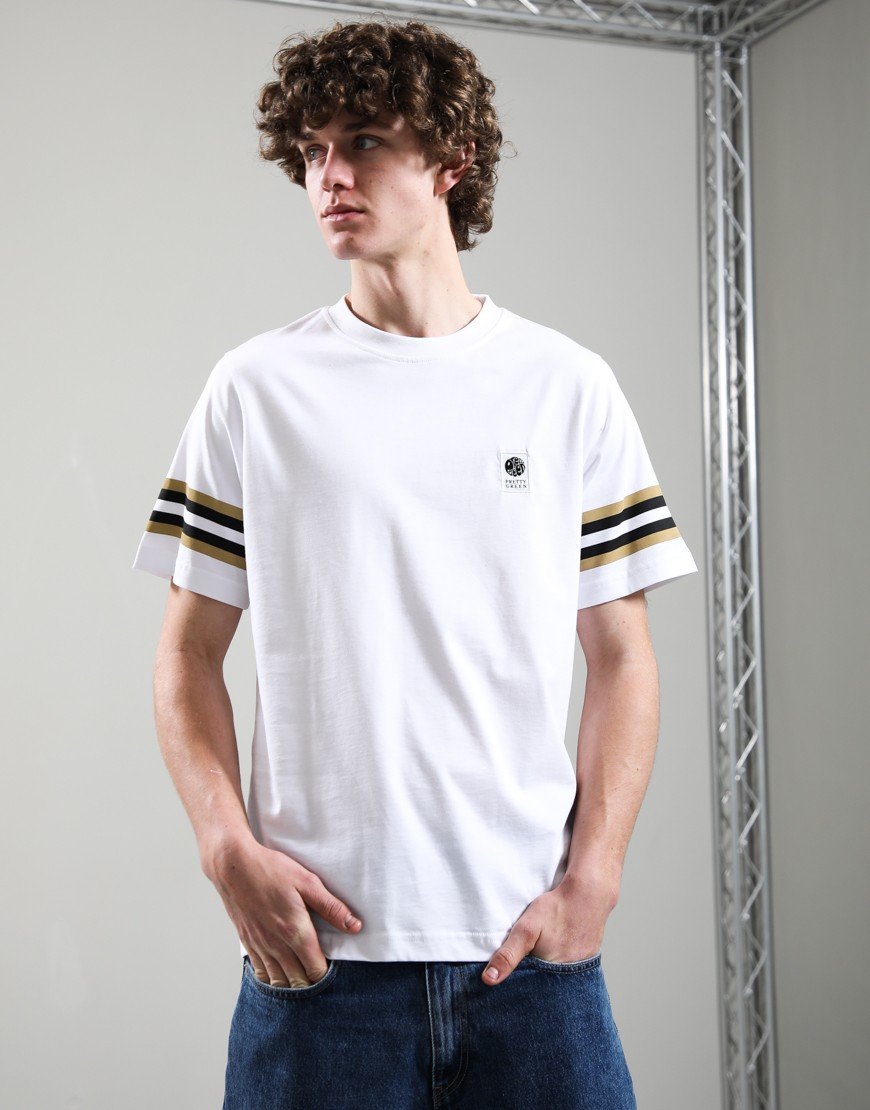 Pretty Green Stratosphere Sleeve Stripe T-Shirt White