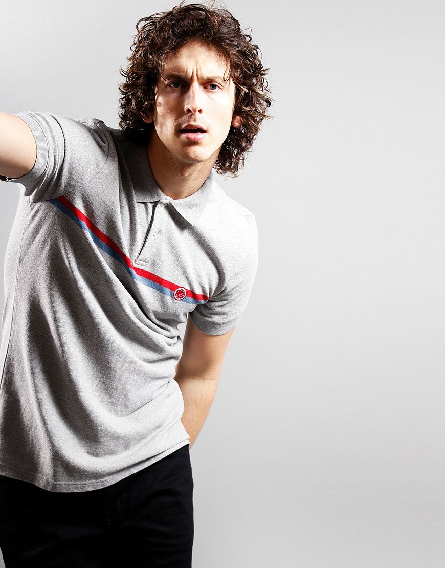 Pretty Green Tilby Stripe Chest Polo Shirt Light Grey