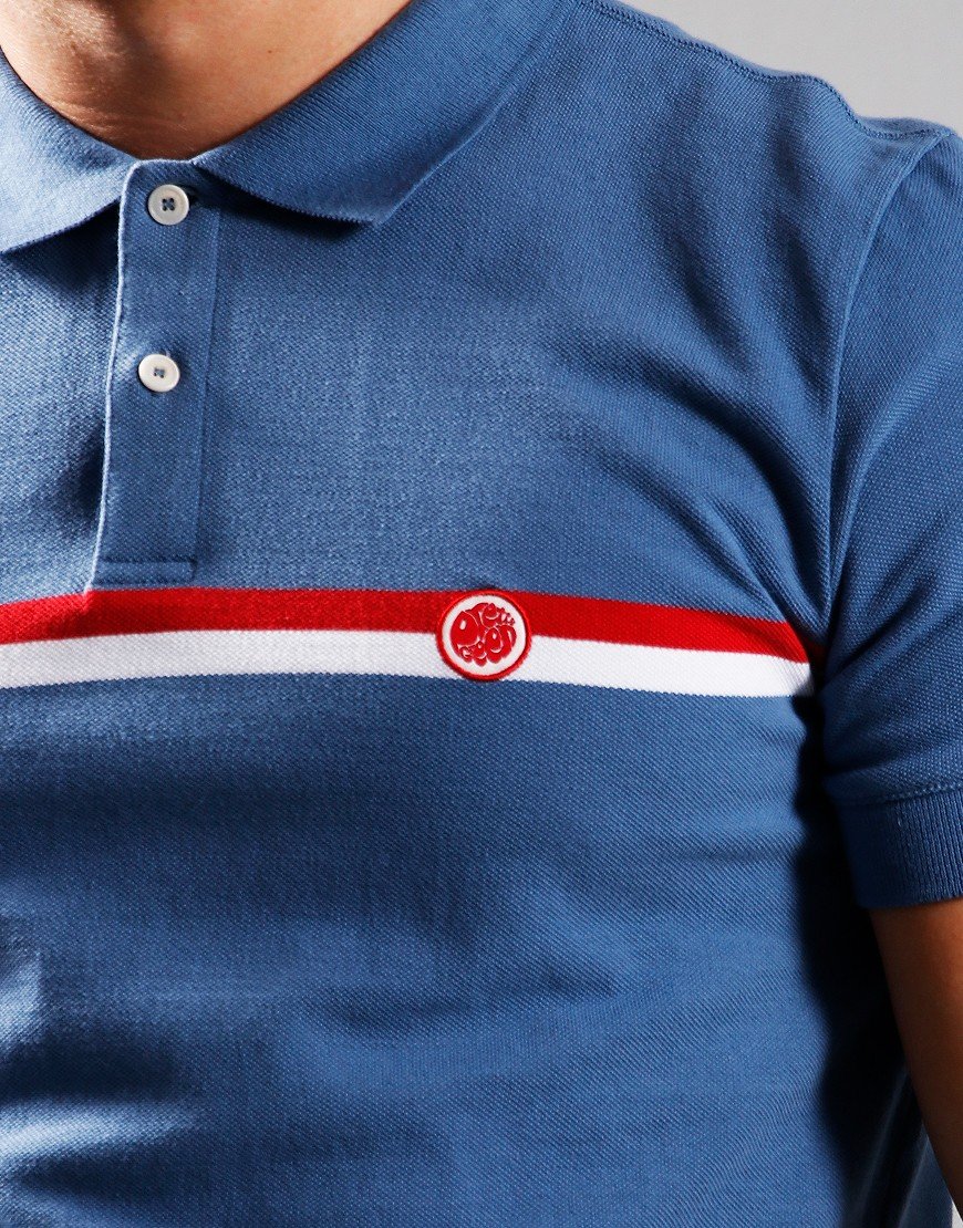 Pretty Green Tilby Stripe Chest Polo Shirt Blue