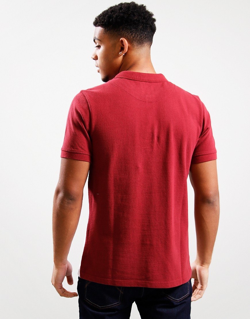 Pretty Green Tilby Colour Block Polo Shirt Burgundy
