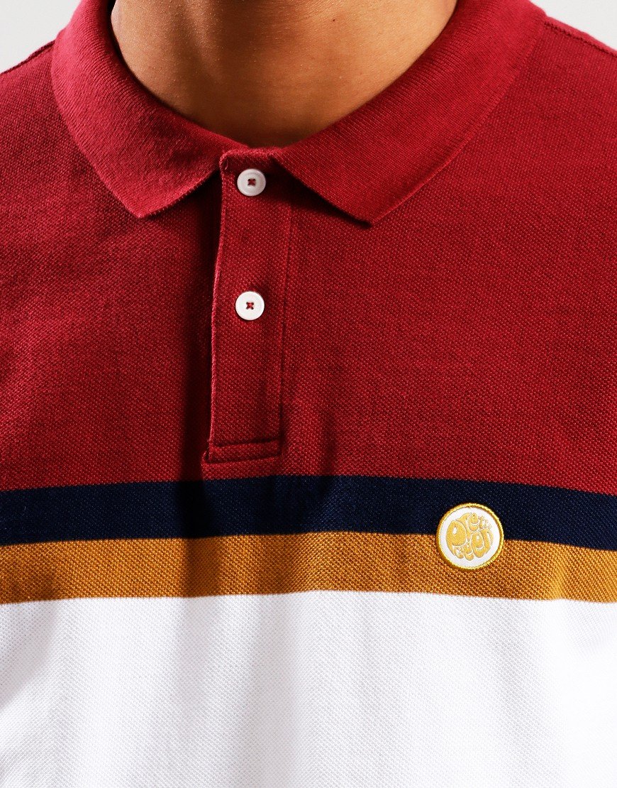 Pretty Green Tilby Colour Block Polo Shirt Burgundy