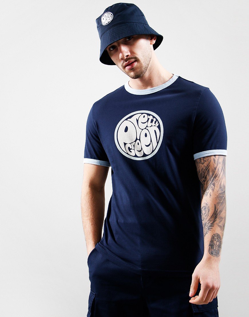 Pretty Green Tilby Print Logo T-Shirt Navy