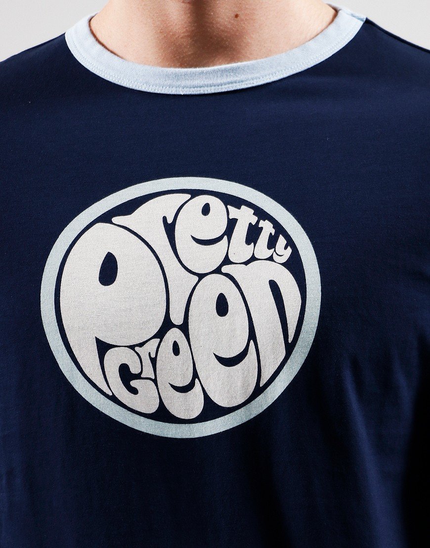 Pretty Green Tilby Print Logo T-Shirt Navy