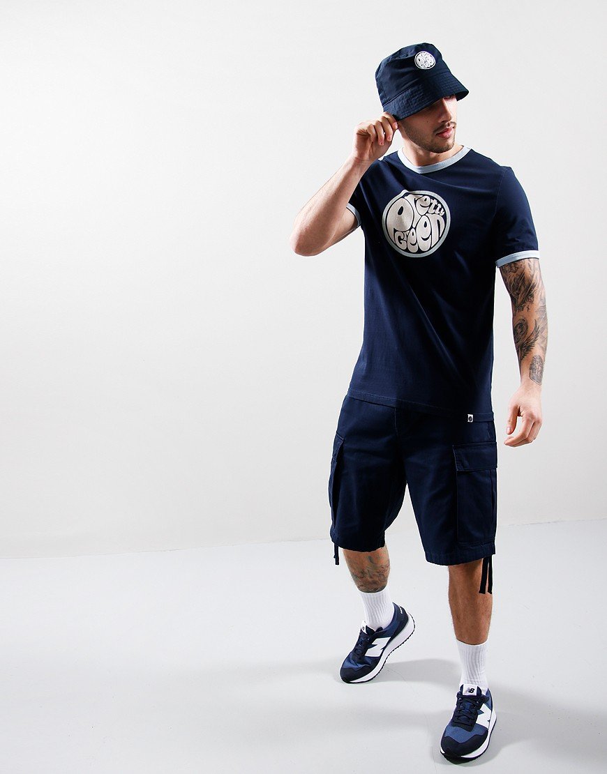 Pretty Green Tilby Print Logo T-Shirt Navy