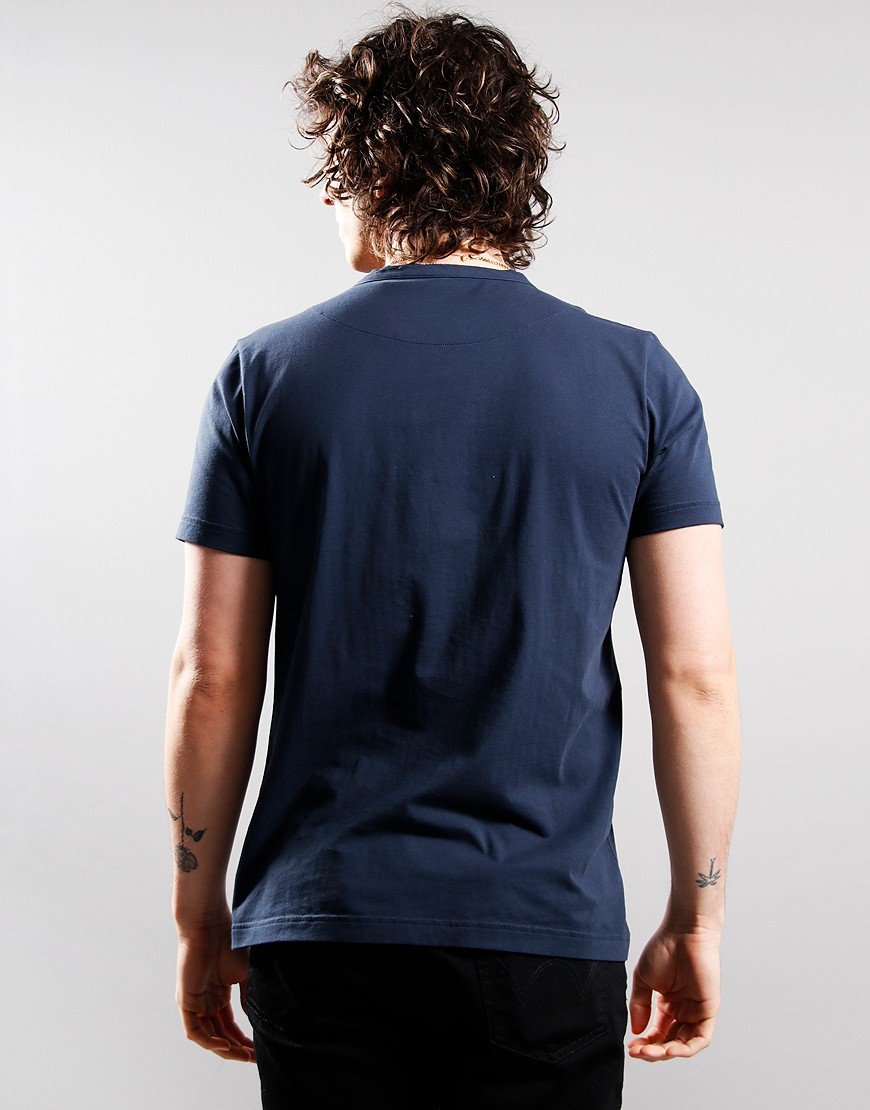 Pretty Green Tonal Wonderwall Paisley Logo T-Shirt Navy