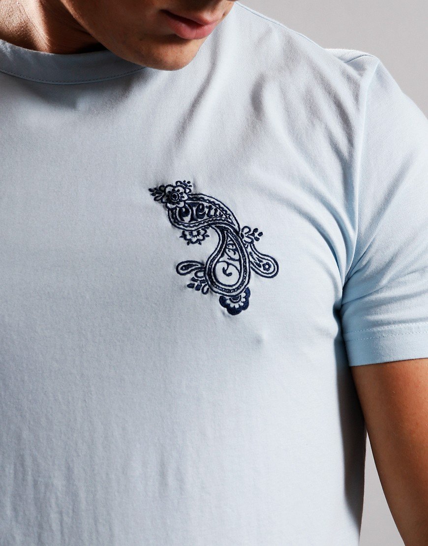 Pretty Green Tonal Wonderwall T-Shirt Light Blue