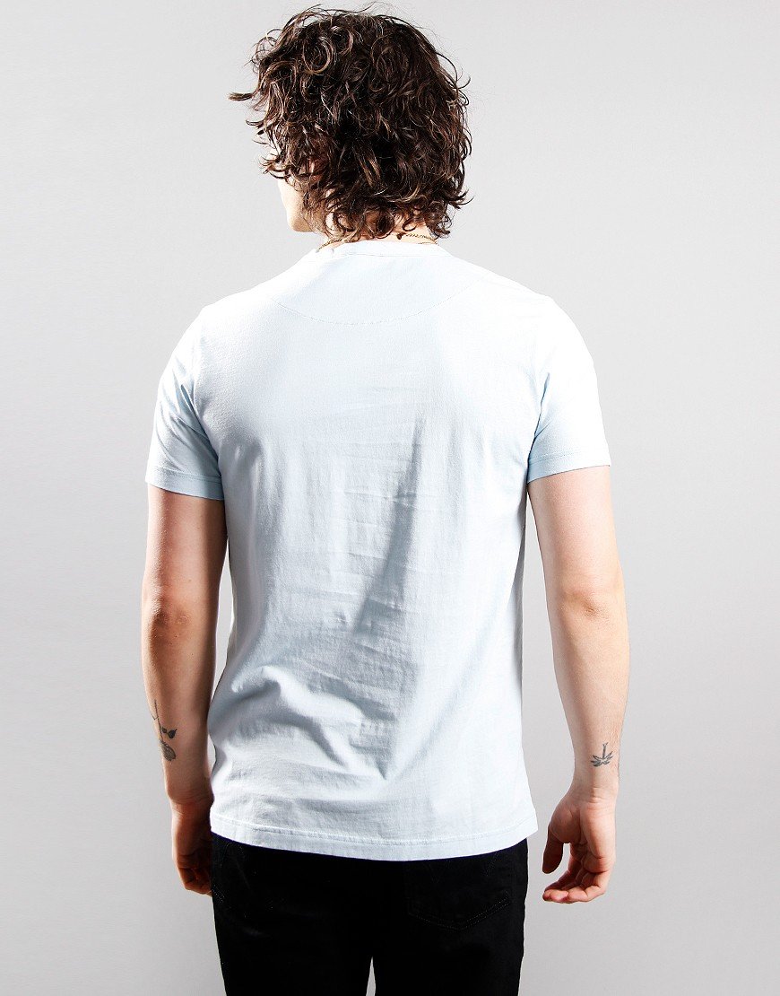 Pretty Green Tonal Wonderwall Paisley Logo T-Shirt Light Blue