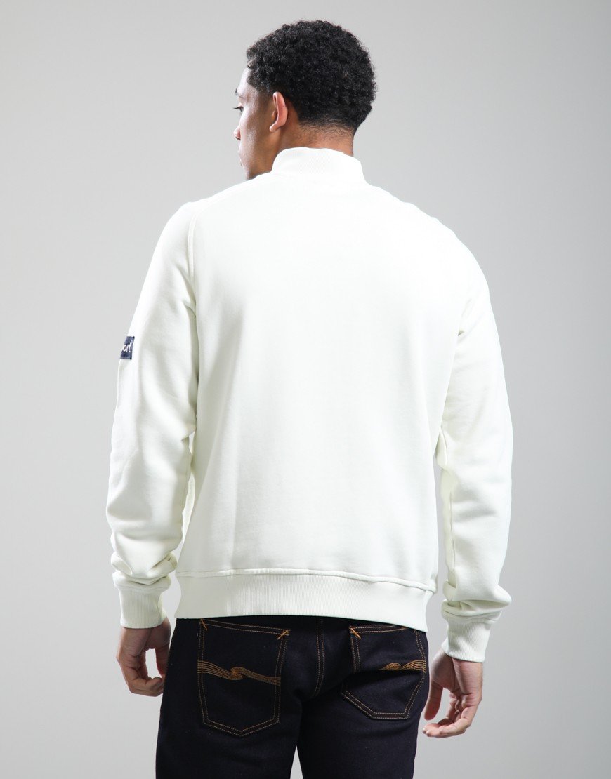 Rockport Boston 1/4 Zip Front Logo Sweat Ecru