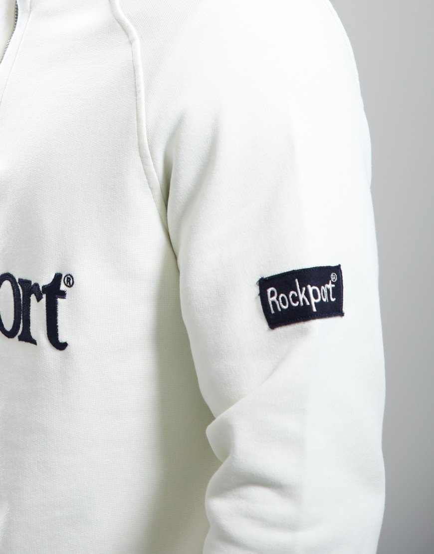 Rockport Boston 1/4 Zip Front Logo Sweat Ecru