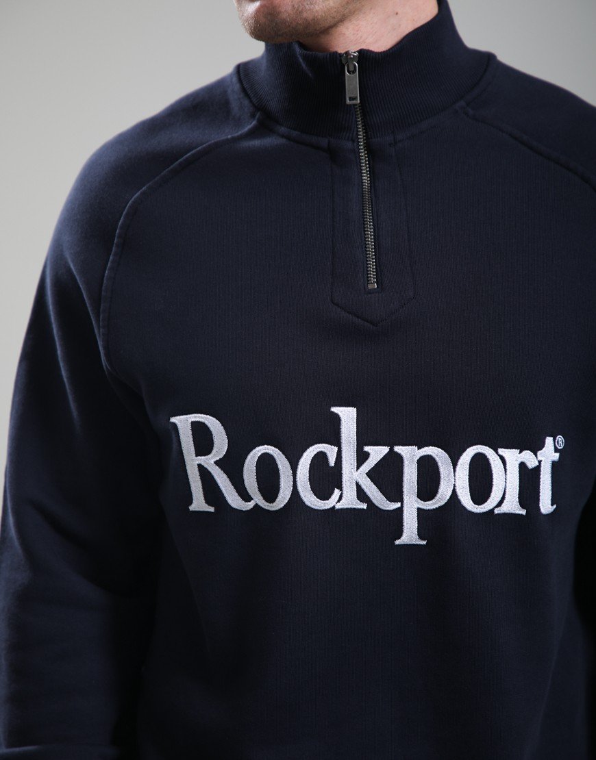Rockport Boston 1/4 Zip Front Logo Sweat Navy