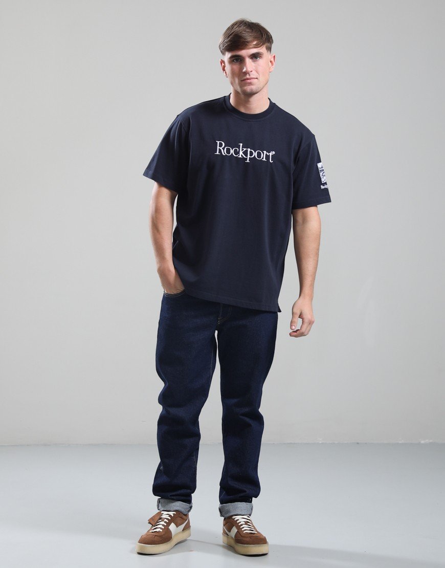Rockport Highland Front Logo Washed T-Shirt Navy