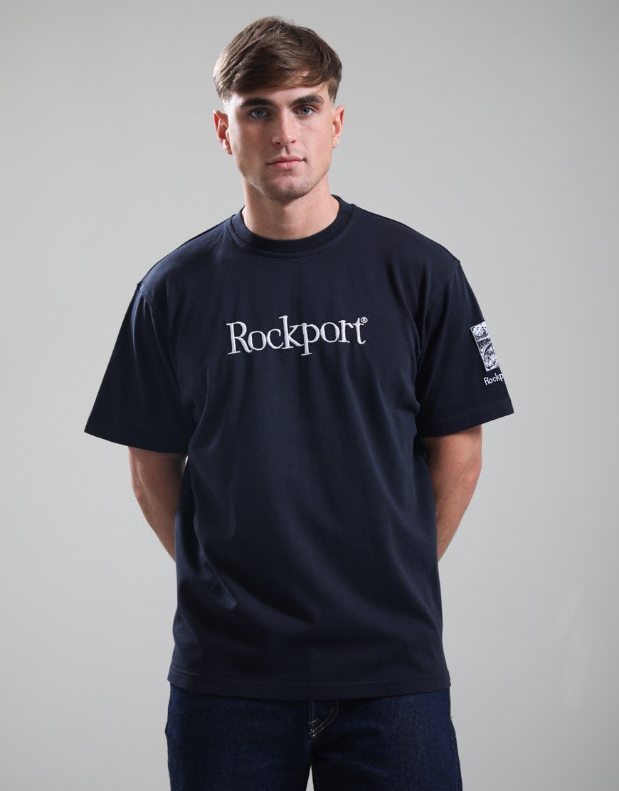 Rockport Highland Front Logo Washed T-Shirt Navy