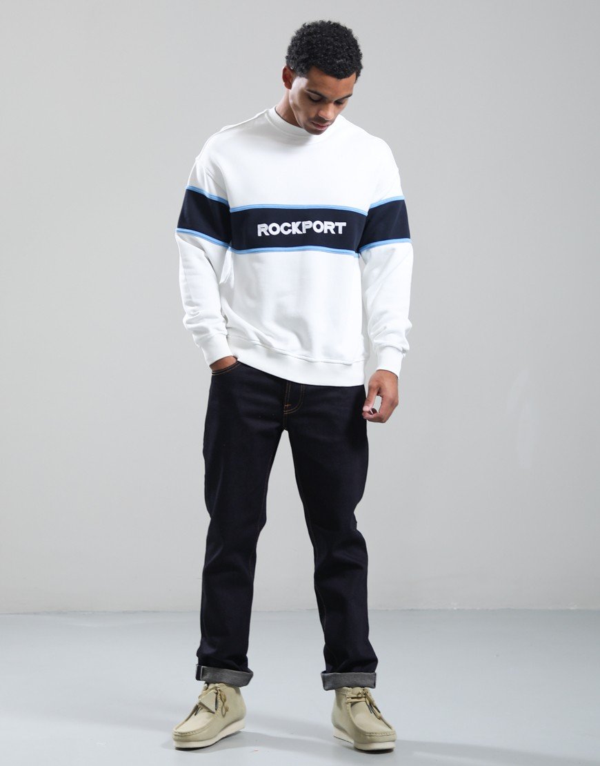 Rockport Hubbard Cut & Sew Insert Logo Sweat White