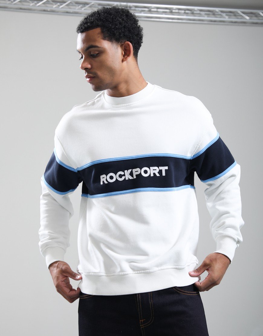 Rockport Hubbard Cut & Sew Insert Logo Sweat White