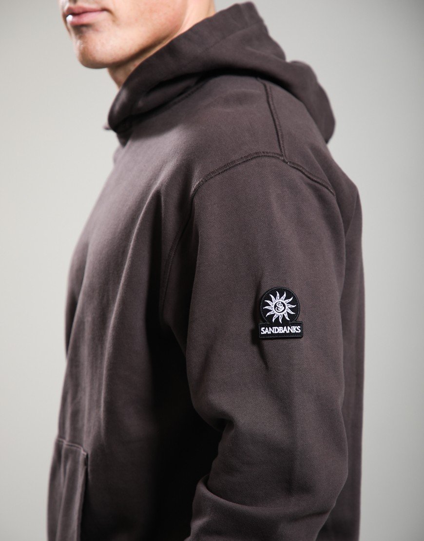 Sandbanks Badge Logo Hoodie Brown