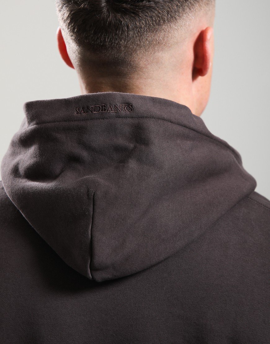 Sandbanks Badge Logo Hoodie Brown