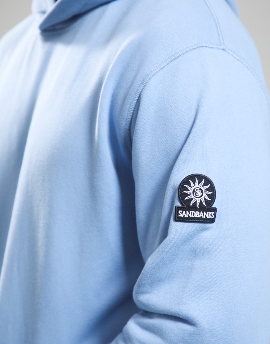 Sandbanks Badge Logo Hoodie Dusty Blue