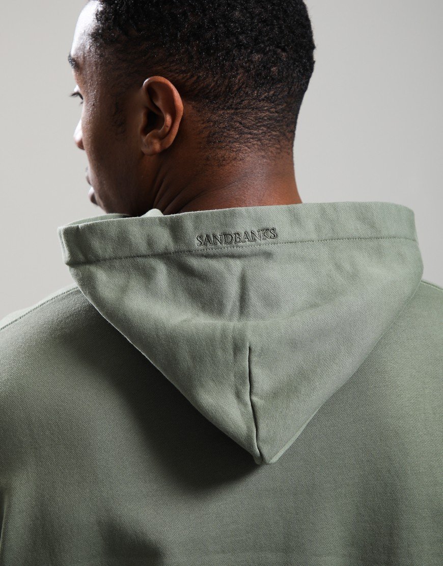 Sandbanks Badge Logo Hoodie Olive